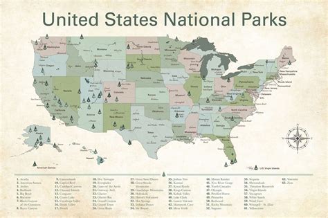 Printable Us Map With National Parks