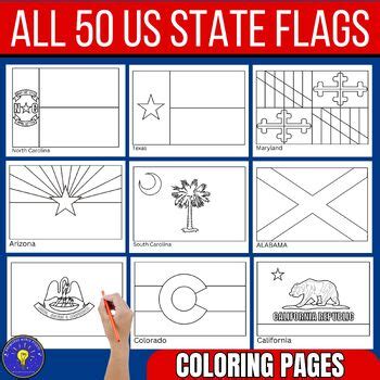 Printable Us State Flags To Color Black And White