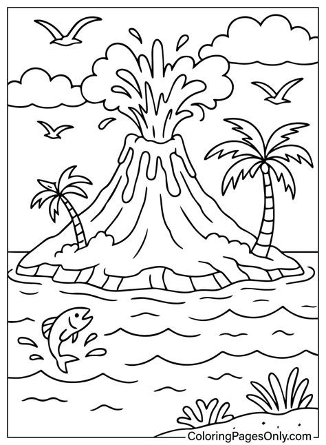 Printable Volcano Coloring Sheets