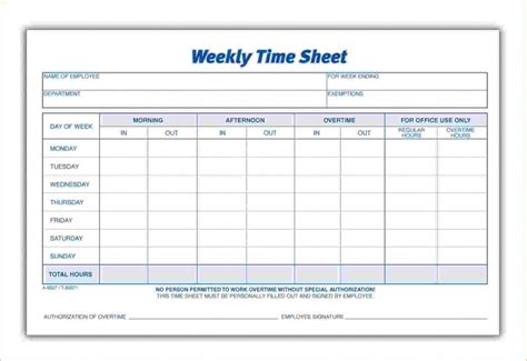 Printable Weekly Time Cards