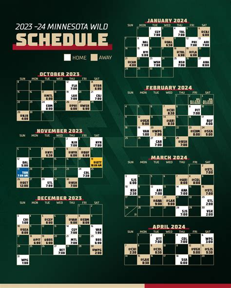 Printable Wild Schedule