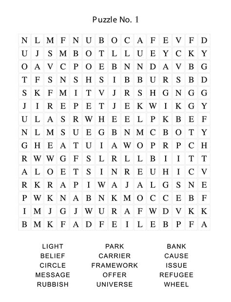 Printable Word Search Puzzles