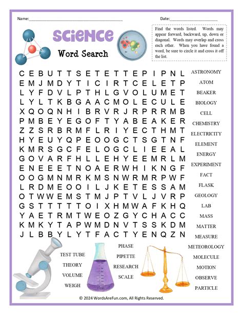 Printable Word Search Science