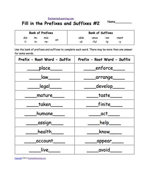 Printable Worksheets On Prefixes And Suffixes For 5th Grade