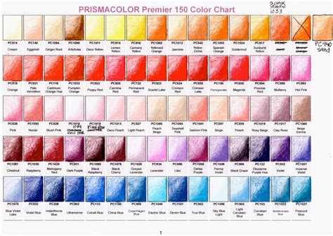 Prismacolor Pencil Color Chart 150