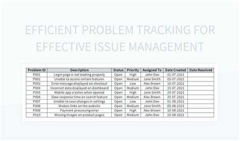 Problem Tracking Template Excel
