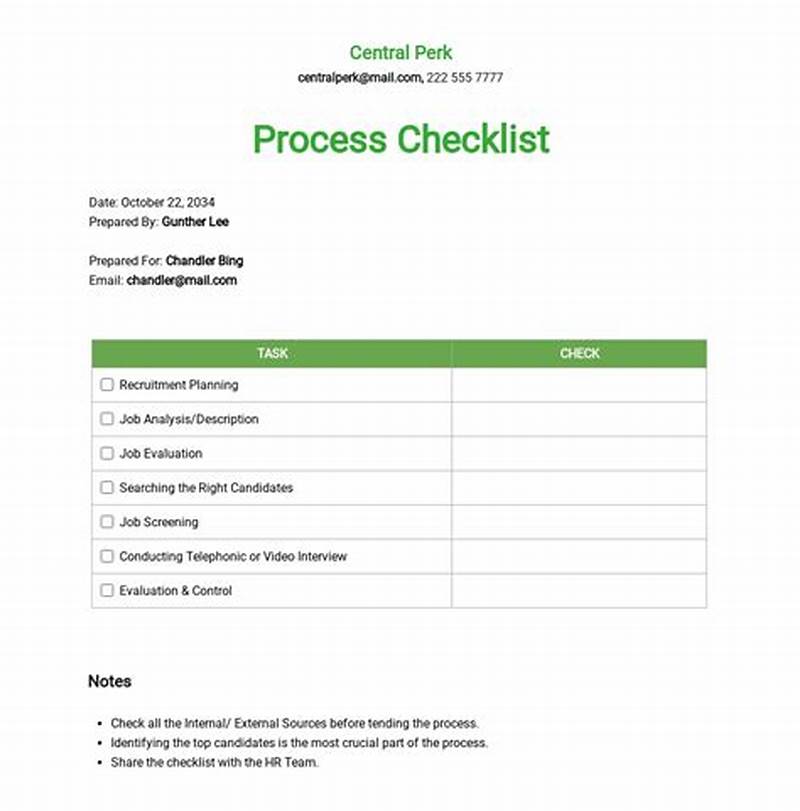 Process Checklist Template
