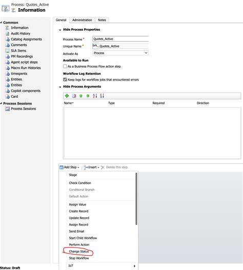Process definitions in draft status
