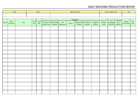 Production Log Template