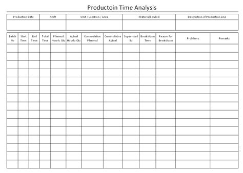 Production Time Study Template
