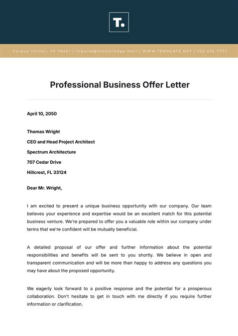 Professional Business Letter