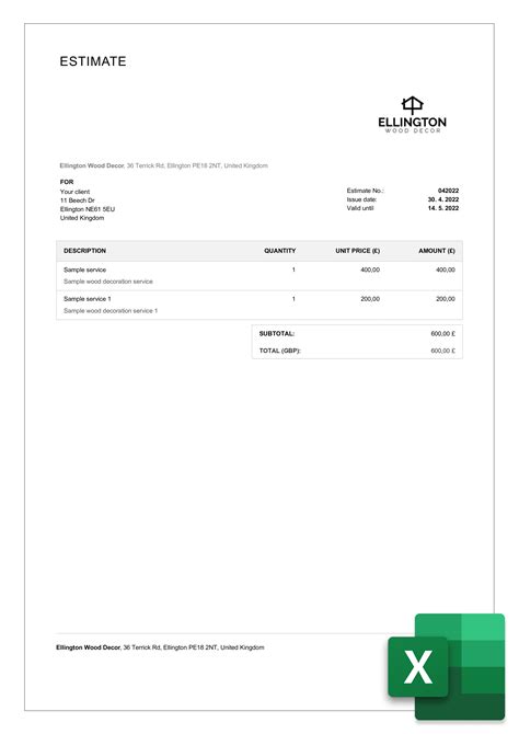 Professional Estimate Template