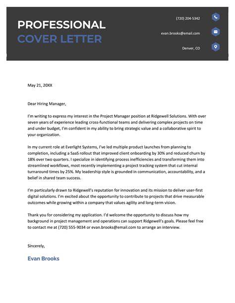 Professional cover letter template