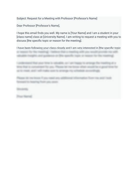 Professor Email Template