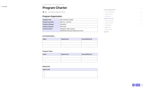 Program Charter Template