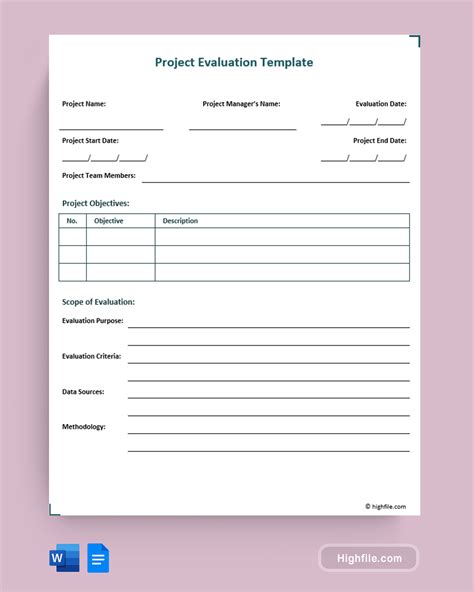 Project Evaluation Template
