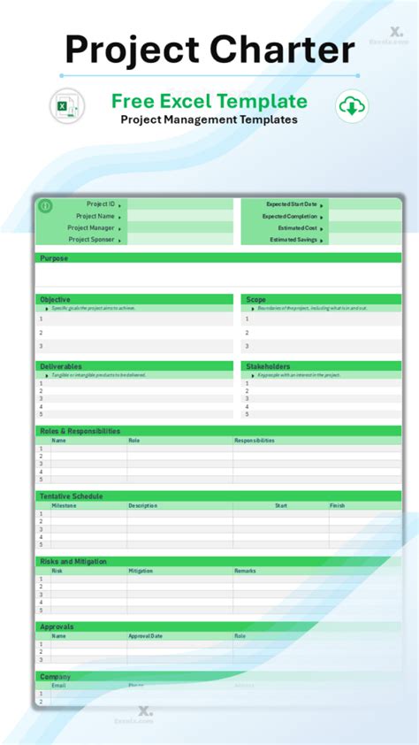 Project Scope Project Charter Template Free Download Excel