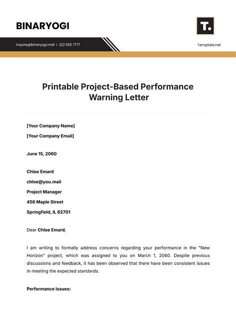 Project Supervisor Warning Letter
