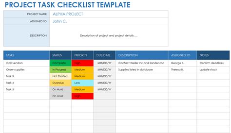Project Task Template