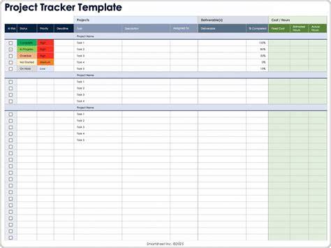 Project Tracking Template Excel