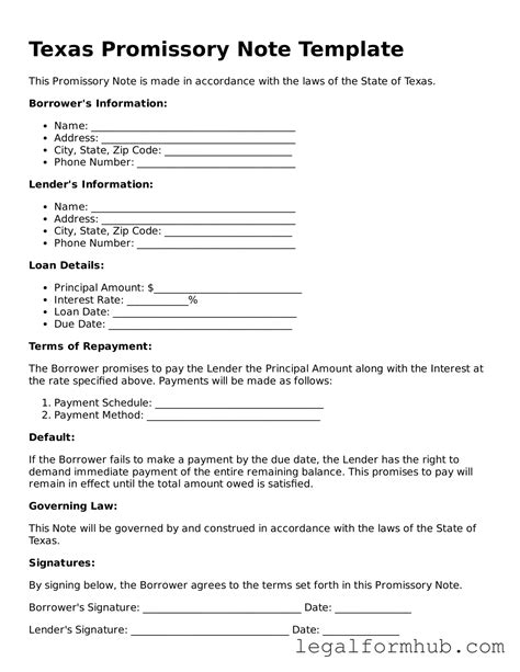 Promissory Note Template Texas