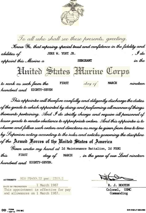 Promotion Warrant Usmc Template