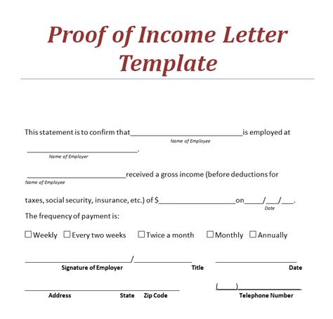 Proof Of Income Template