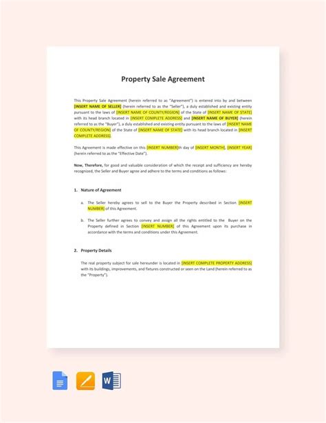 Property Agreement Template
