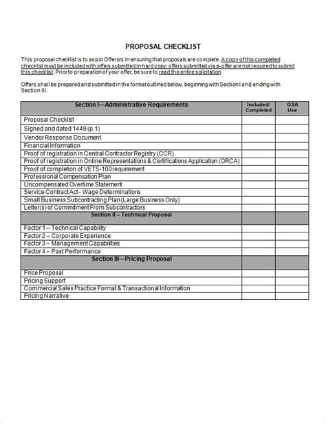 Proposal checklist