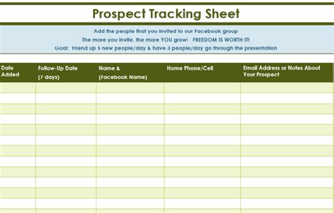 Prospect Tracker Template