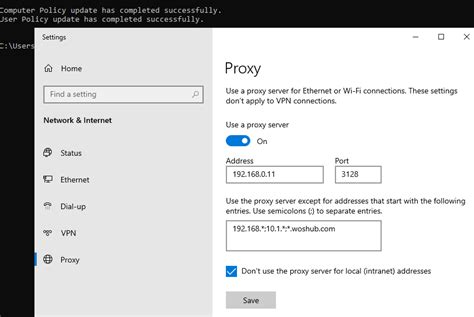 Proxy Address and Port for Windows 10