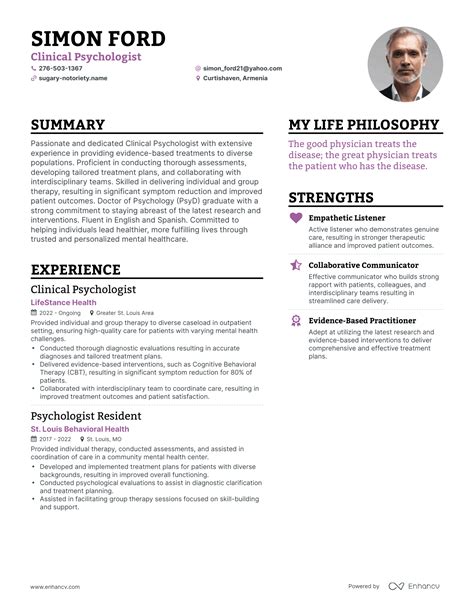 Psychologist Cv Template