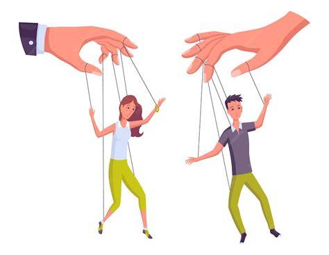 Puppet master controlling people representing social engineering