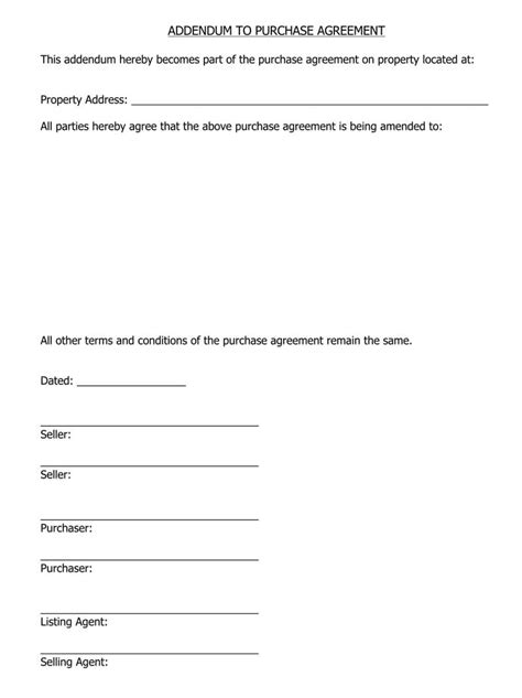 Purchase Contract Addendum Template
