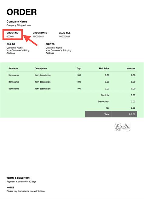 Nomor Surat Perintah Order (PO Number)