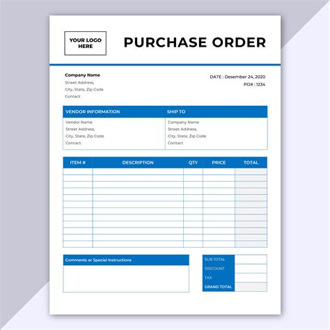Purchase Order Template Free