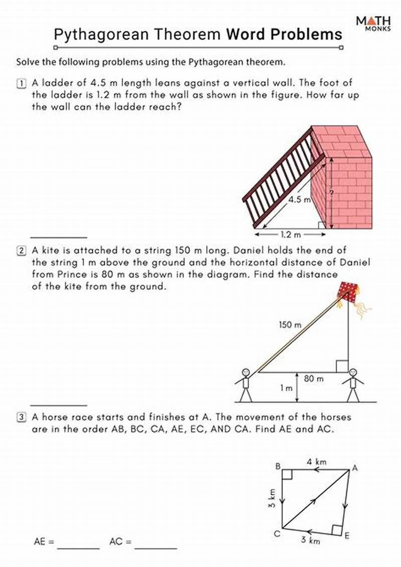 Pythagorean Theorem Word Problems Coloring Worksheet Answer Key