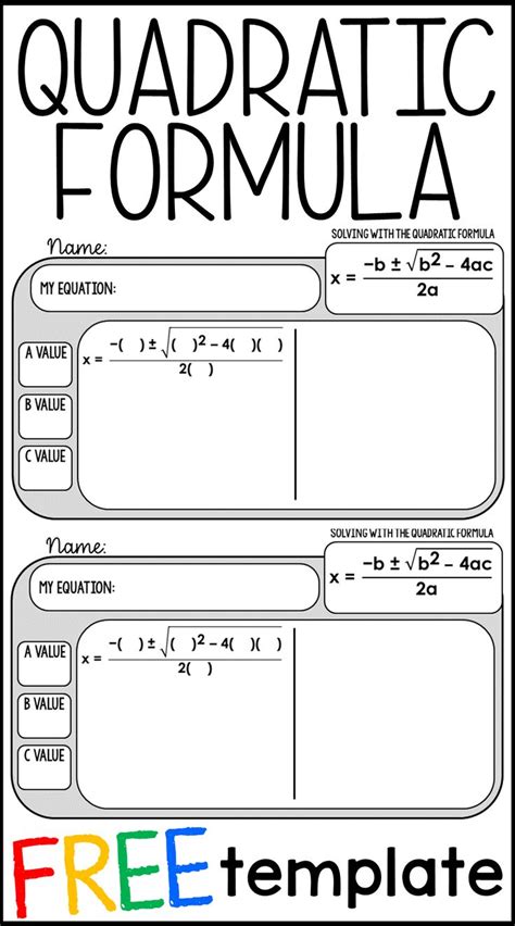 Quadratic Formula Template