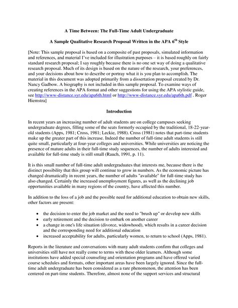 Qualitative Research Proposal Template