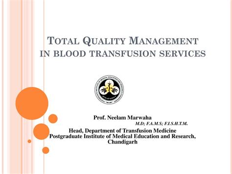 Quality management principles for blood transfusion services