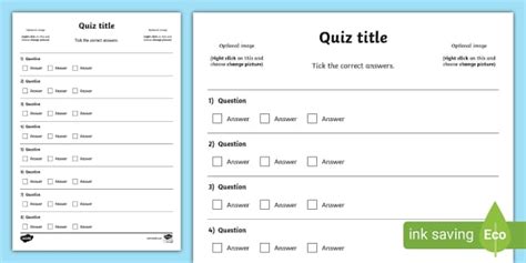Quiz Creator Printable