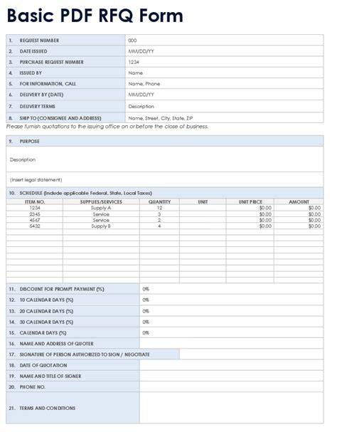 RFQ document structure