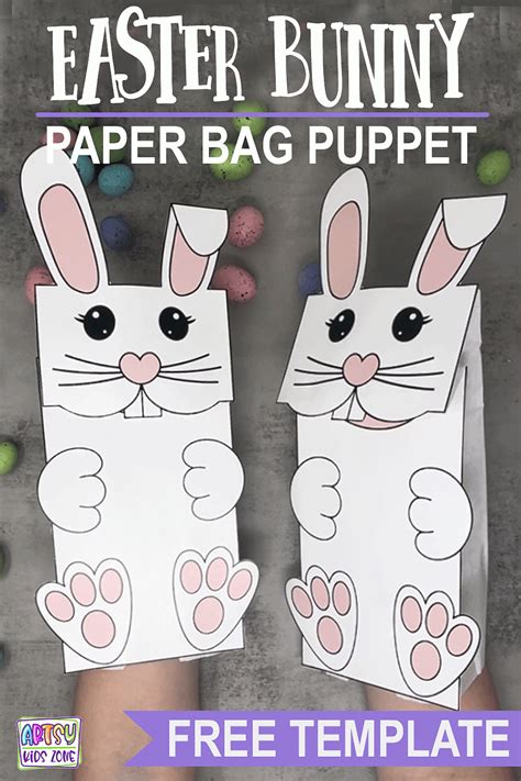 Rabbit Paper Bag Puppet Template