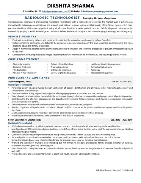 Rad Tech Resume Template