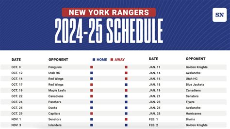 Rangers Printable Schedule