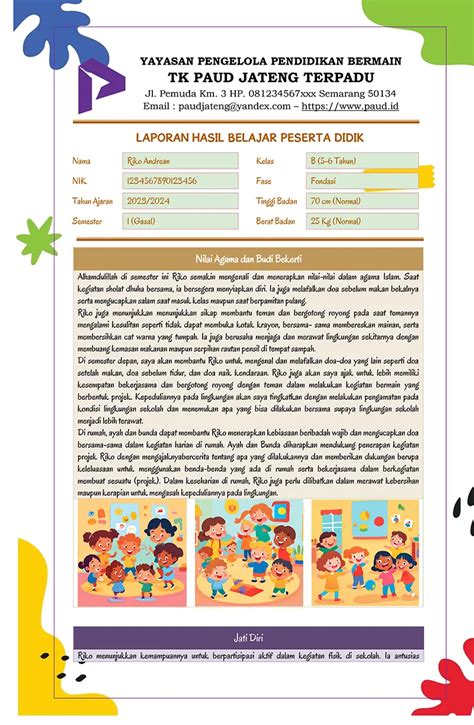Rapor TK Kurikulum Merdeka PAUD
