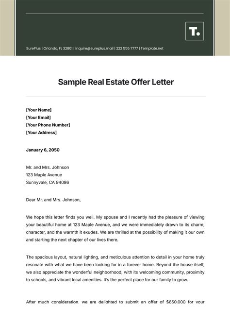 Real Estate Offer Email Template