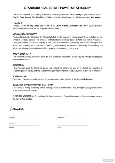 Real Estate Power Of Attorney Template