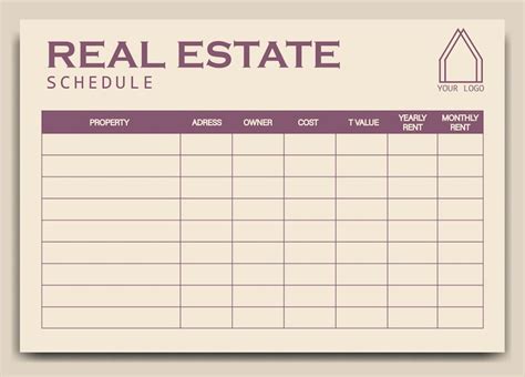 Real Estate Schedule Template