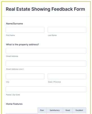 Real Estate Showing Feedback Form Template